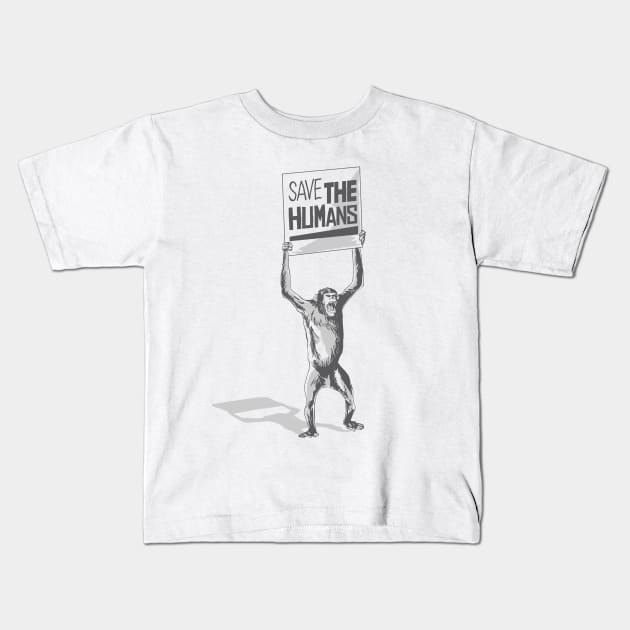 Save the humans Kids T-Shirt by primate